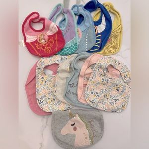 Set of 12 baby infant princess bibs